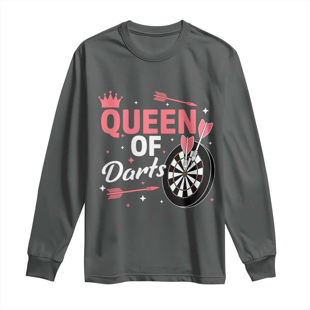 Queen Of Darts Bullseye Shooter Long Sleeve Shirt Female Dartist Gift - Wonder Print Shop