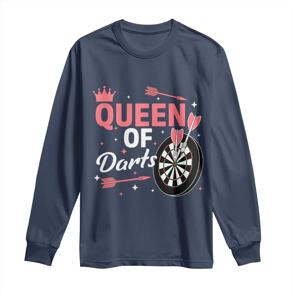 Queen Of Darts Bullseye Shooter Long Sleeve Shirt Female Dartist Gift - Wonder Print Shop