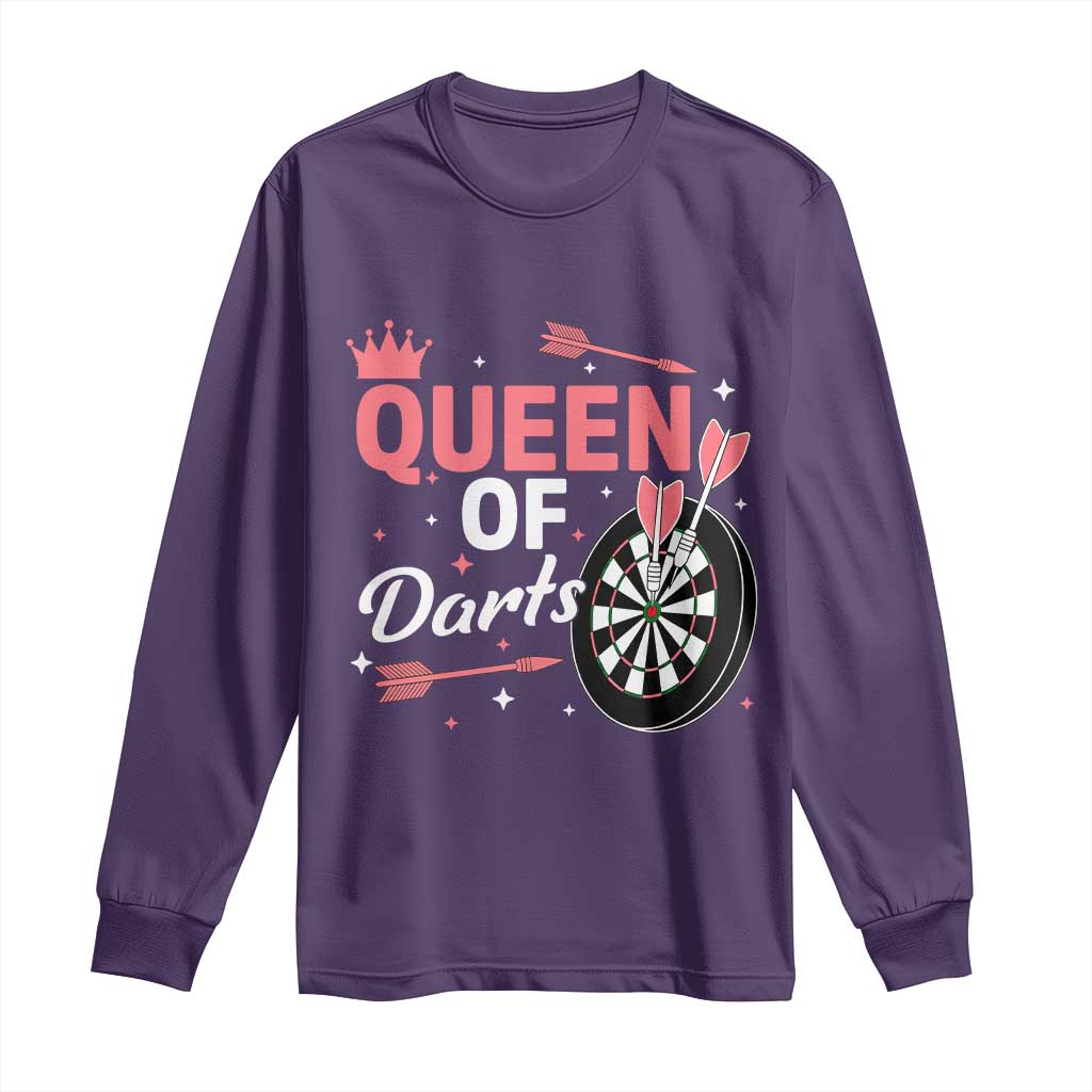 Queen Of Darts Bullseye Shooter Long Sleeve Shirt Female Dartist Gift - Wonder Print Shop