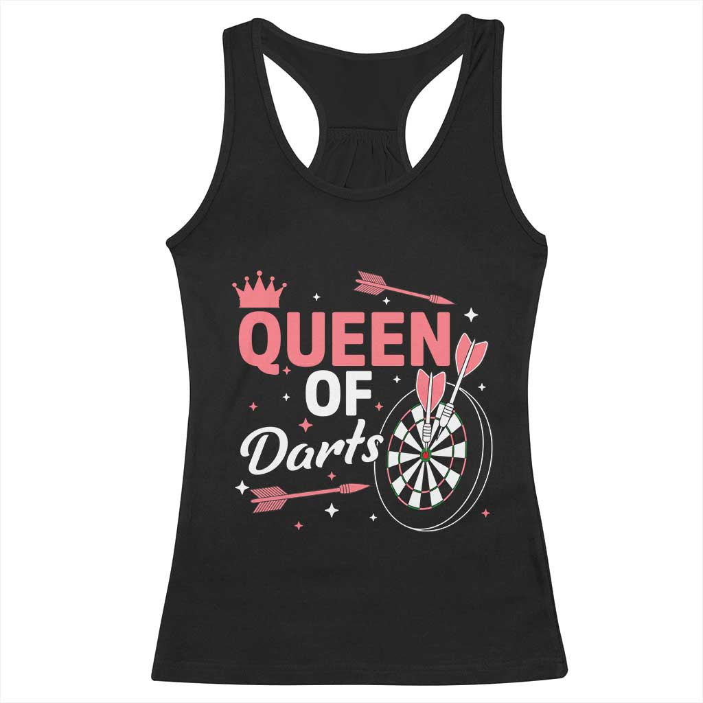 Queen Of Darts Bullseye Shooter Racerback Tank Top Female Dartist Gift - Wonder Print Shop