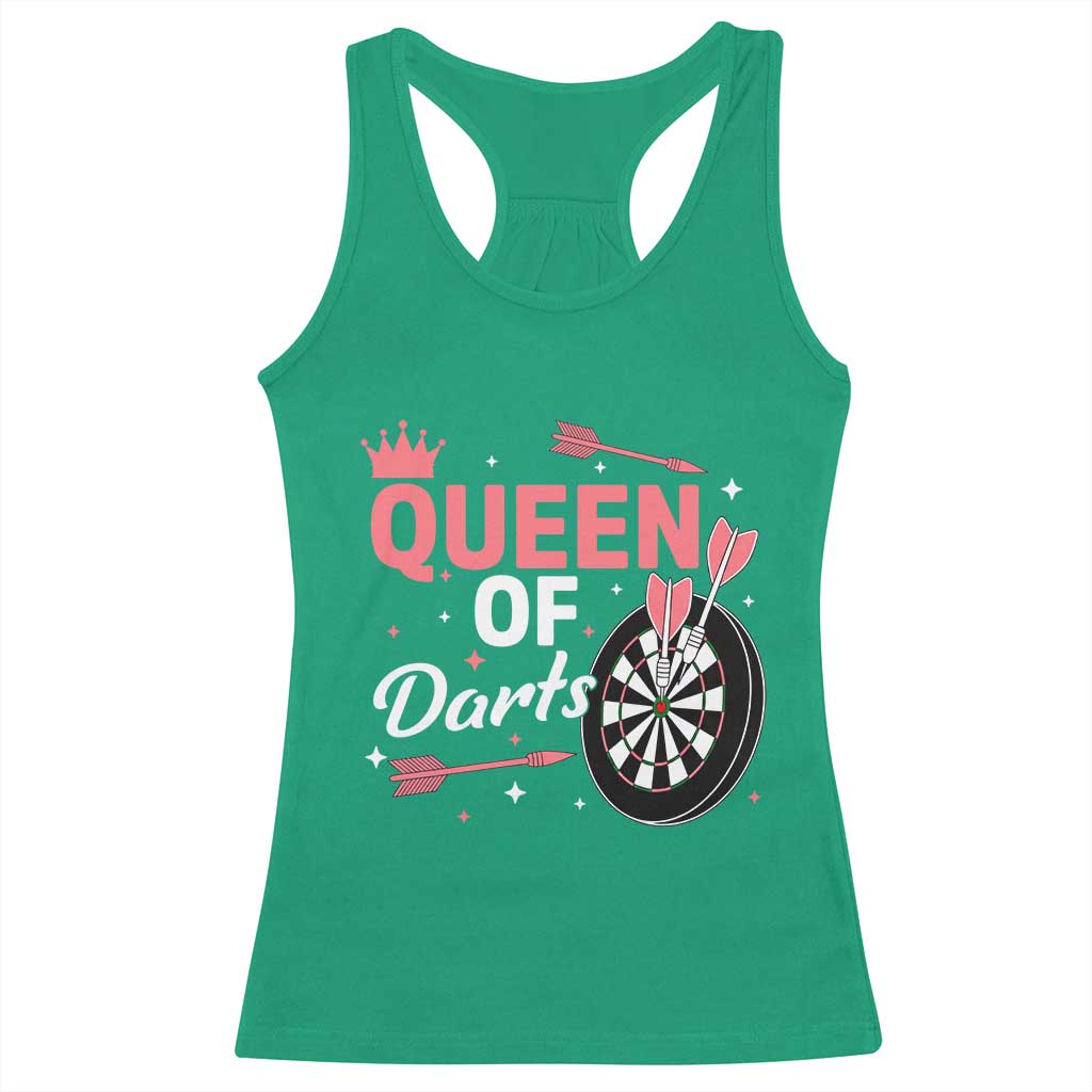 Queen Of Darts Bullseye Shooter Racerback Tank Top Female Dartist Gift - Wonder Print Shop