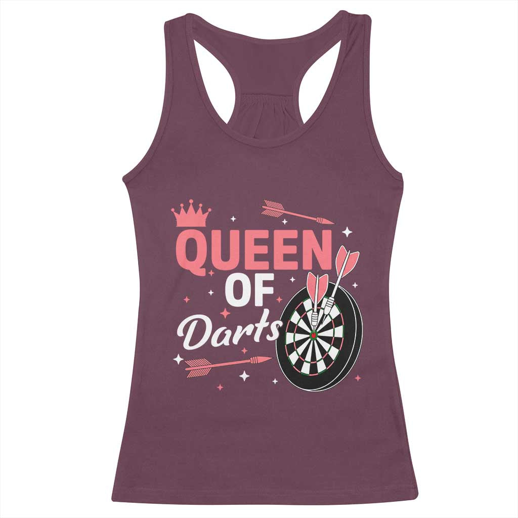 Queen Of Darts Bullseye Shooter Racerback Tank Top Female Dartist Gift - Wonder Print Shop