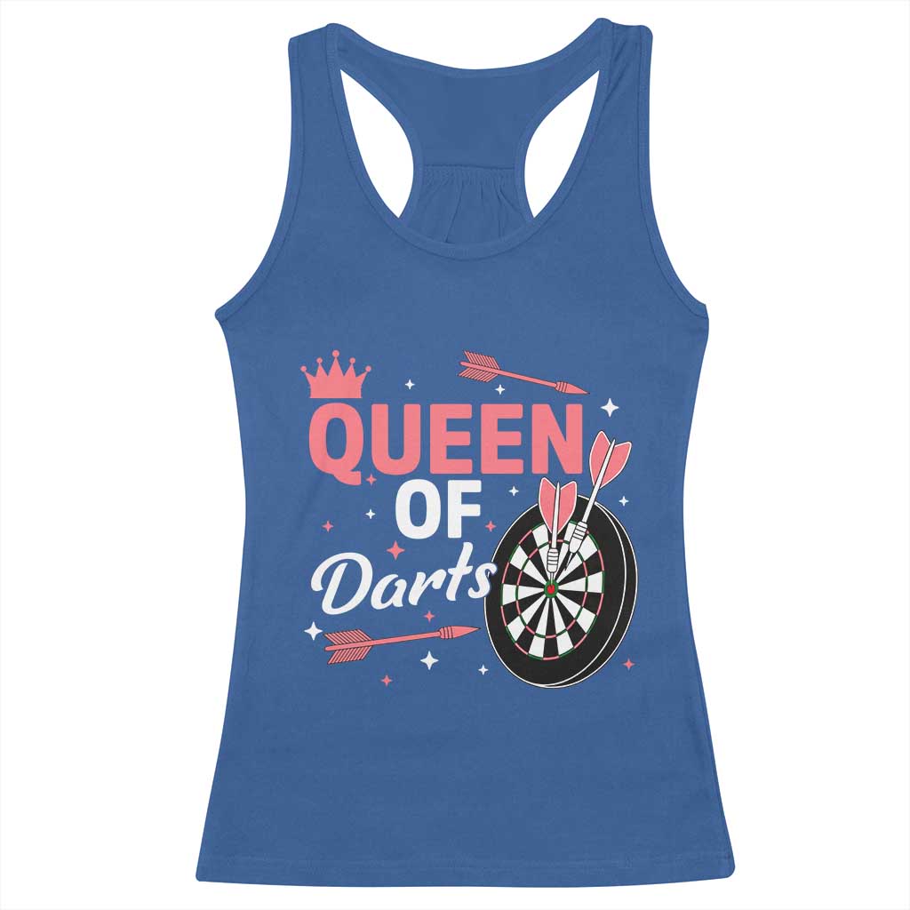Queen Of Darts Bullseye Shooter Racerback Tank Top Female Dartist Gift - Wonder Print Shop