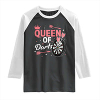 Queen Of Darts Bullseye Shooter Raglan Shirt Female Dartist Gift - Wonder Print Shop