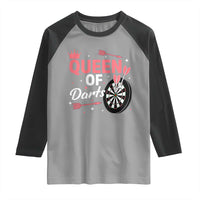 Queen Of Darts Bullseye Shooter Raglan Shirt Female Dartist Gift - Wonder Print Shop