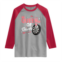 Queen Of Darts Bullseye Shooter Raglan Shirt Female Dartist Gift - Wonder Print Shop