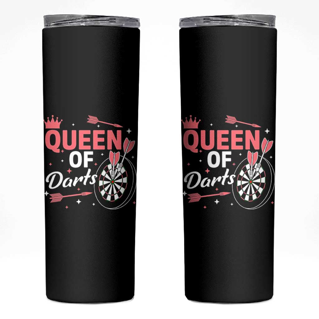 Queen Of Darts Bullseye Shooter Skinny Tumbler Female Dartist Gift - Wonder Print Shop