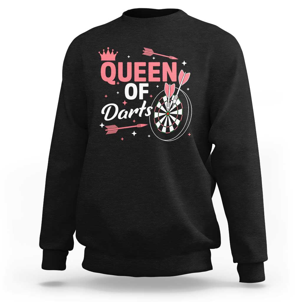 Queen Of Darts Bullseye Shooter Sweatshirt Female Dartist Gift - Wonder Print Shop