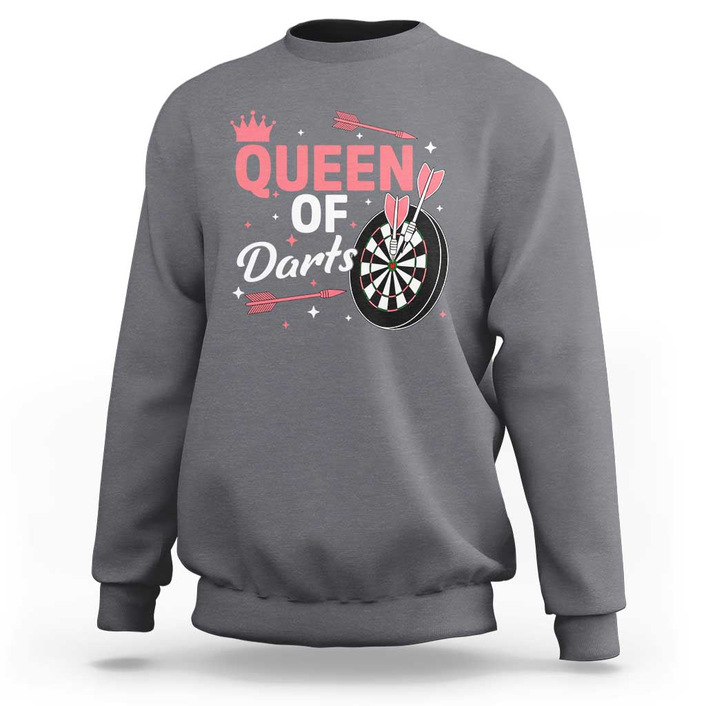 Queen Of Darts Bullseye Shooter Sweatshirt Female Dartist Gift - Wonder Print Shop