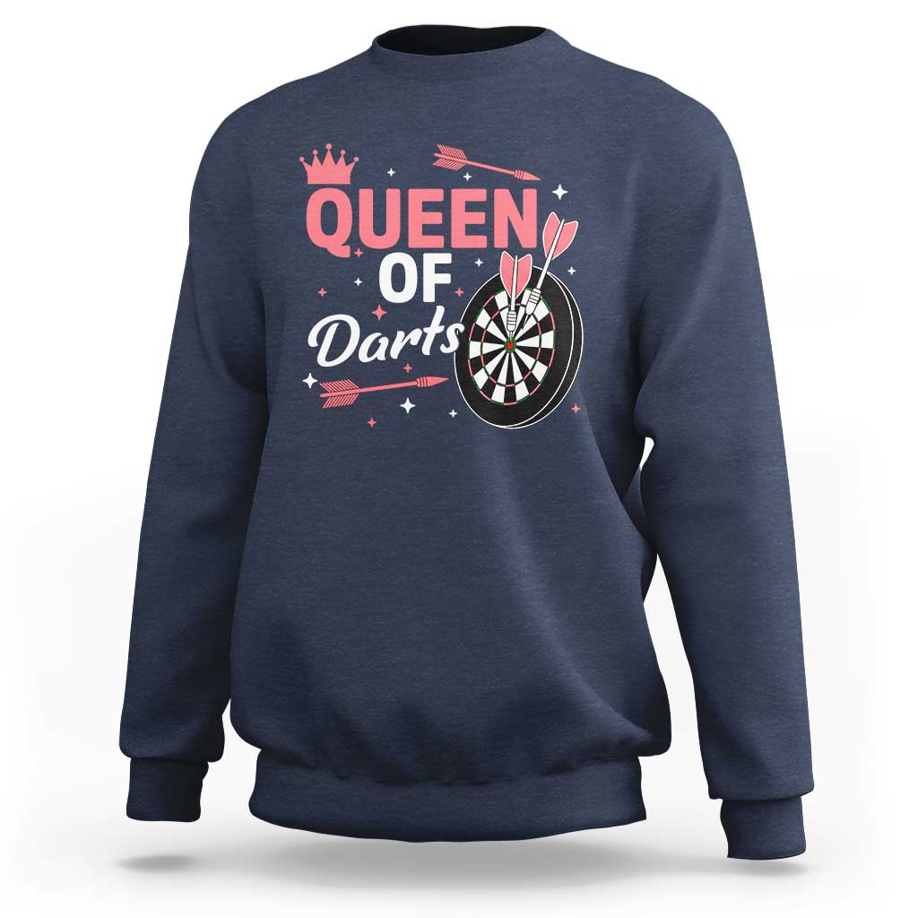 Queen Of Darts Bullseye Shooter Sweatshirt Female Dartist Gift - Wonder Print Shop