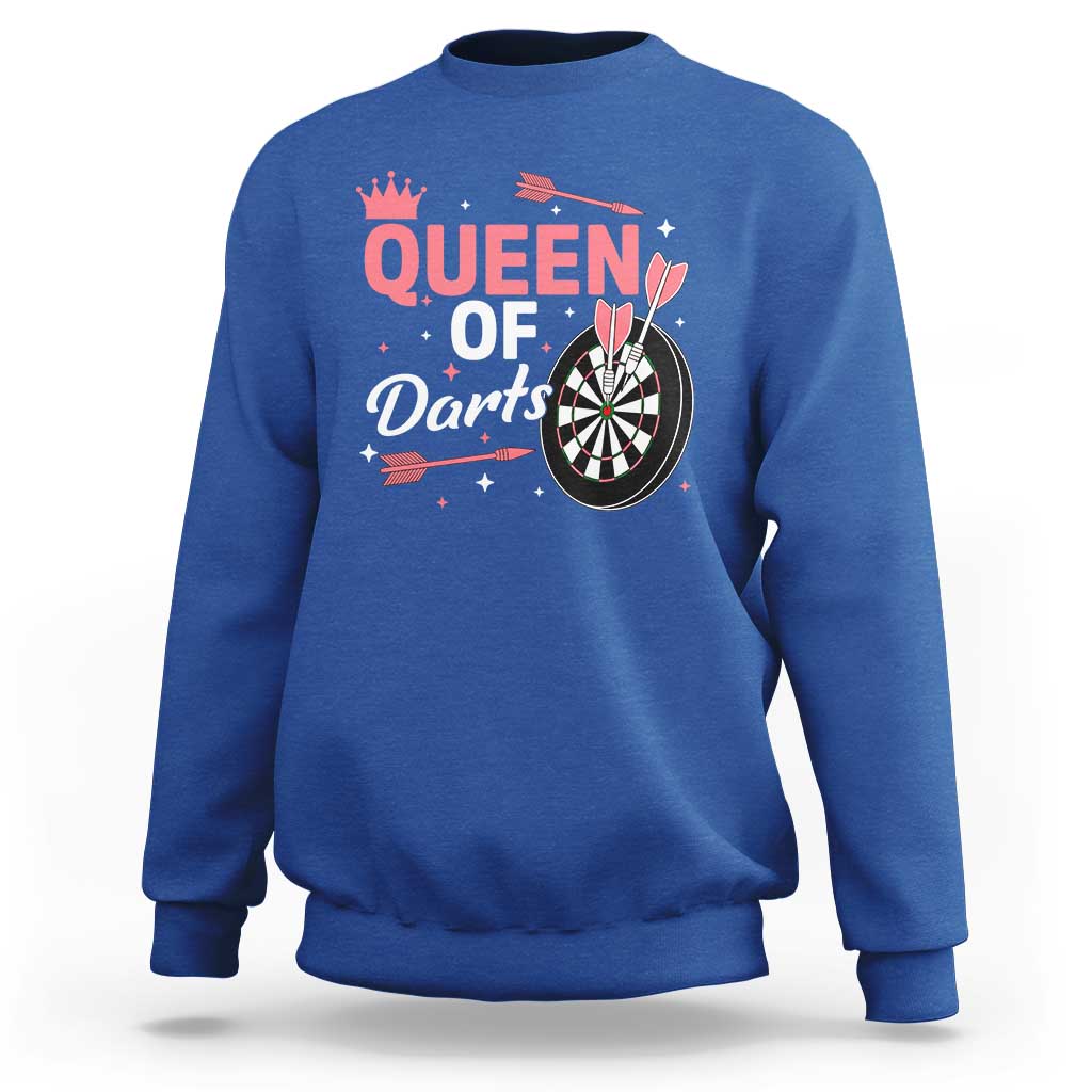 Queen Of Darts Bullseye Shooter Sweatshirt Female Dartist Gift - Wonder Print Shop