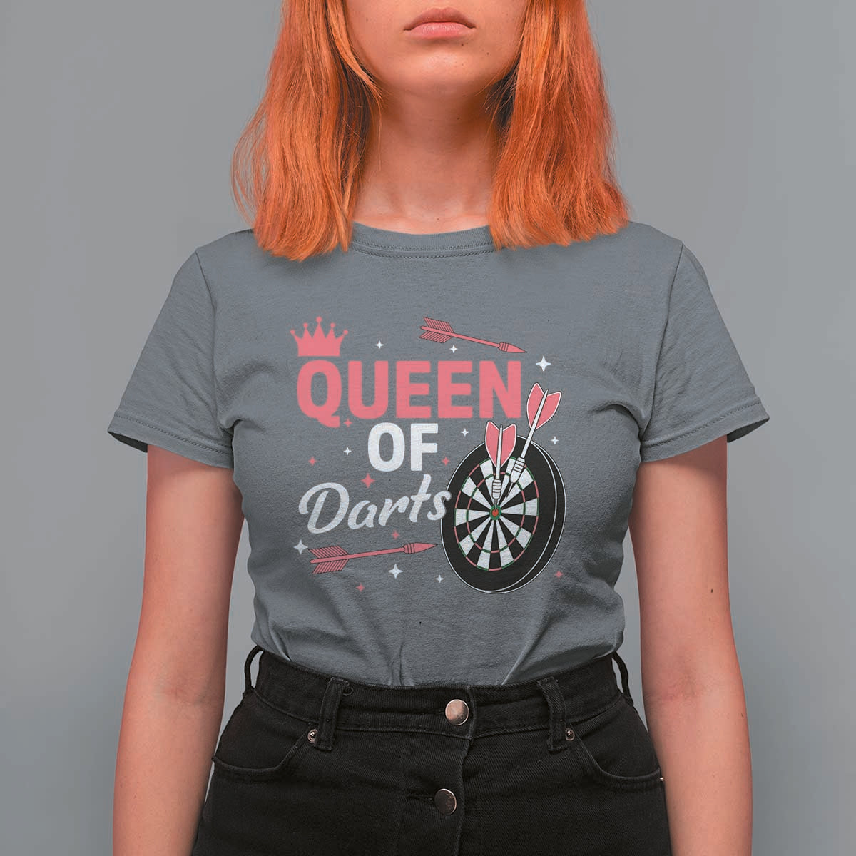 Queen Of Darts Bullseye Shooter T Shirt For Women Female Dartist Gift - Wonder Print Shop