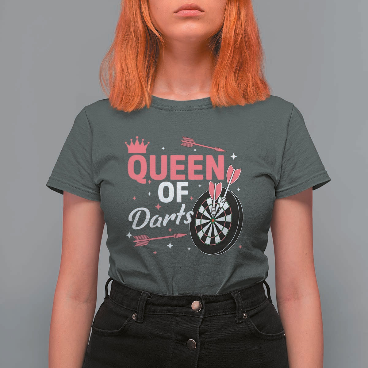 Queen Of Darts Bullseye Shooter T Shirt For Women Female Dartist Gift - Wonder Print Shop