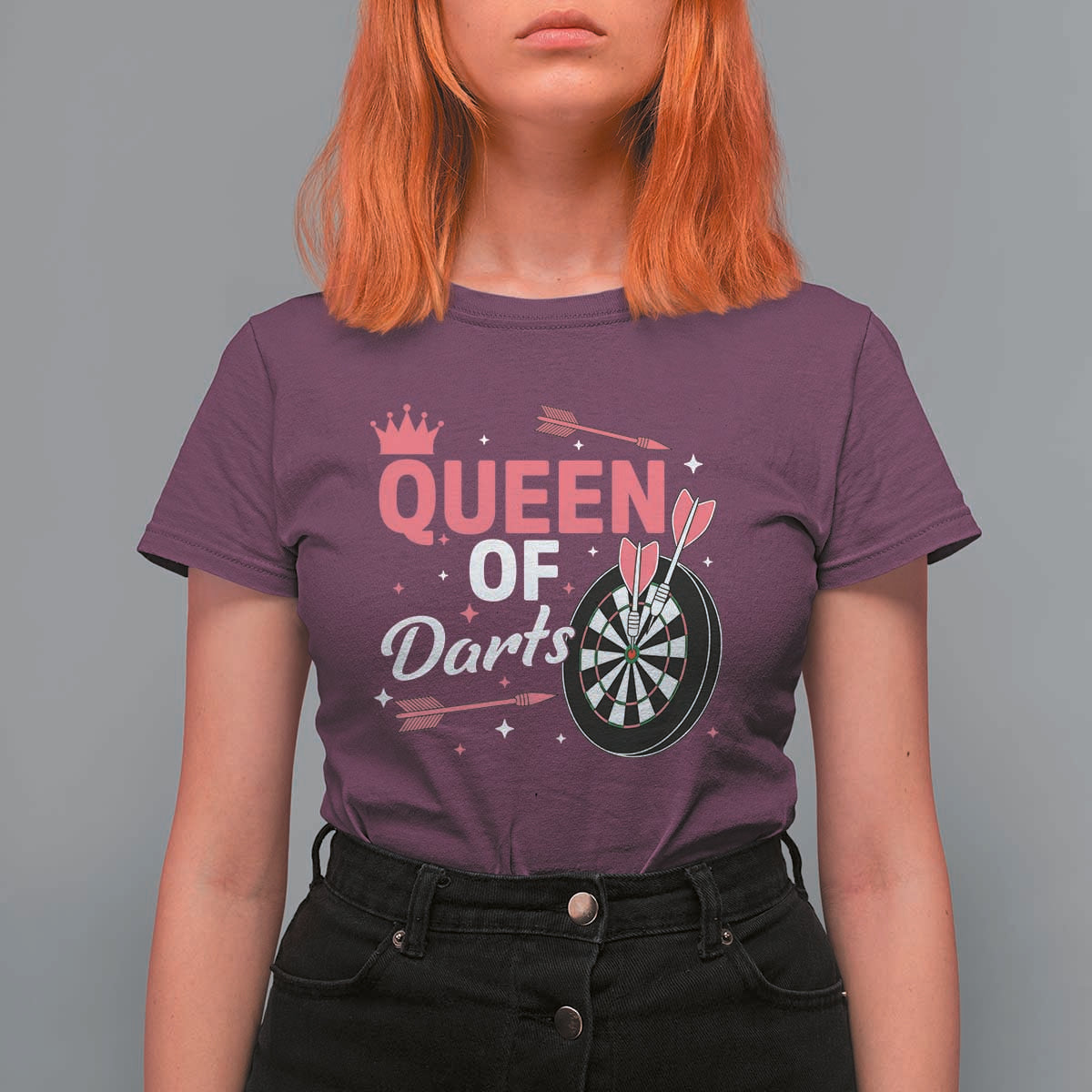 Queen Of Darts Bullseye Shooter T Shirt For Women Female Dartist Gift - Wonder Print Shop