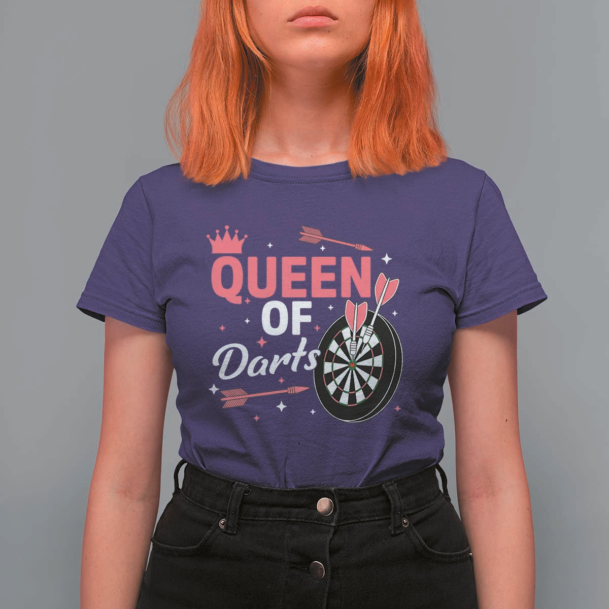 Queen Of Darts Bullseye Shooter T Shirt For Women Female Dartist Gift - Wonder Print Shop