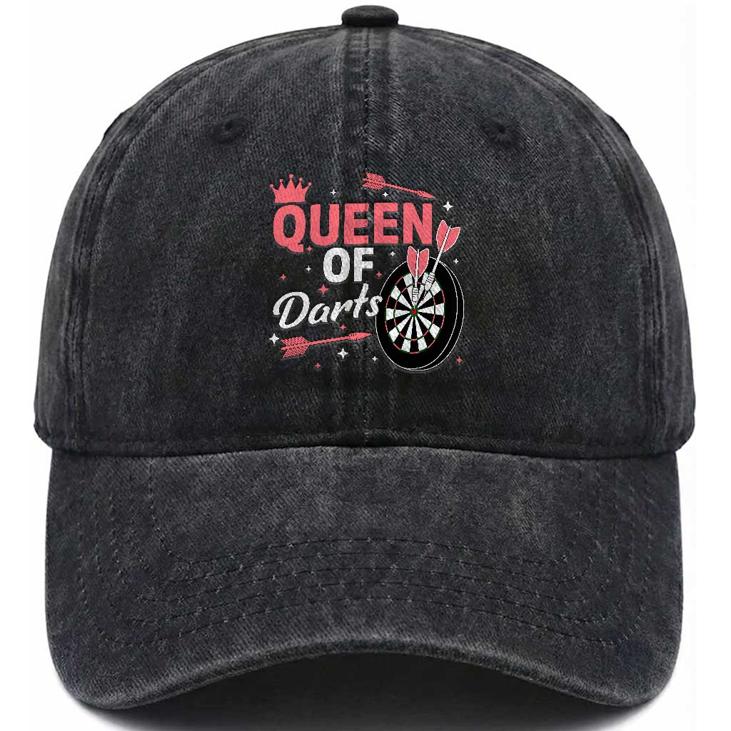 Queen Of Darts Bullseye Shooter Washed Cotton Baseball Cap Female Dartist Gift