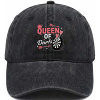 Queen Of Darts Bullseye Shooter Washed Cotton Baseball Cap Female Dartist Gift