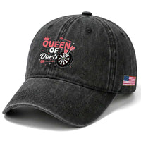 Queen Of Darts Bullseye Shooter Washed Cotton Baseball Cap Female Dartist Gift