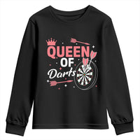 Queen Of Darts Bullseye Shooter Youth Sweatshirt Female Dartist Gift - Wonder Print Shop
