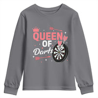 Queen Of Darts Bullseye Shooter Youth Sweatshirt Female Dartist Gift - Wonder Print Shop