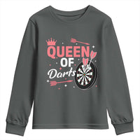 Queen Of Darts Bullseye Shooter Youth Sweatshirt Female Dartist Gift - Wonder Print Shop