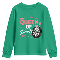 Queen Of Darts Bullseye Shooter Youth Sweatshirt Female Dartist Gift - Wonder Print Shop