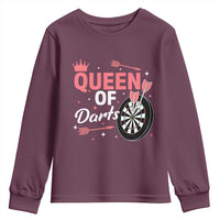 Queen Of Darts Bullseye Shooter Youth Sweatshirt Female Dartist Gift - Wonder Print Shop
