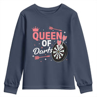 Queen Of Darts Bullseye Shooter Youth Sweatshirt Female Dartist Gift - Wonder Print Shop