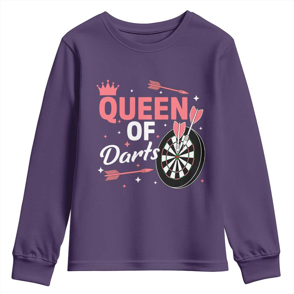 Queen Of Darts Bullseye Shooter Youth Sweatshirt Female Dartist Gift - Wonder Print Shop