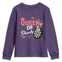 Queen Of Darts Bullseye Shooter Youth Sweatshirt Female Dartist Gift - Wonder Print Shop