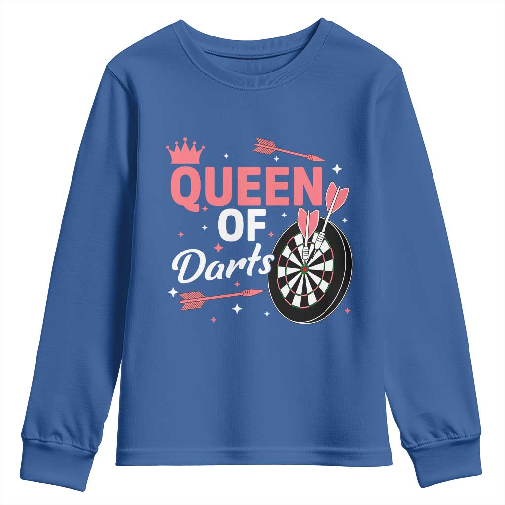 Queen Of Darts Bullseye Shooter Youth Sweatshirt Female Dartist Gift - Wonder Print Shop