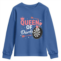 Queen Of Darts Bullseye Shooter Youth Sweatshirt Female Dartist Gift - Wonder Print Shop