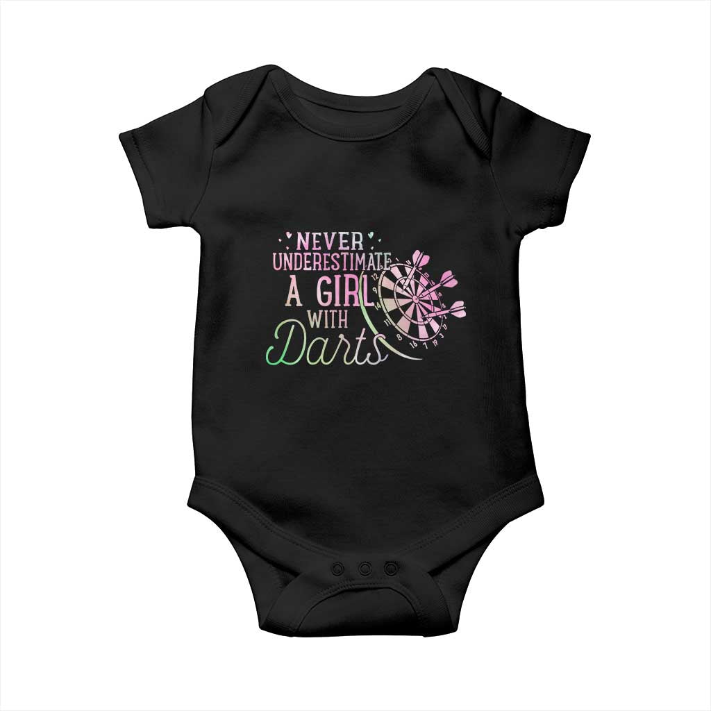 Never Underestimate A Girl With Dart Baby Onesie Sports Lover Gift - Wonder Print Shop