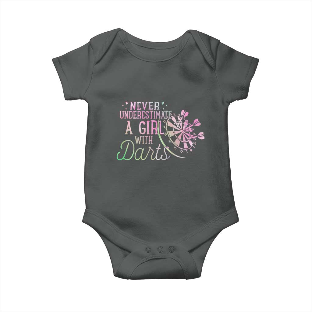 Never Underestimate A Girl With Dart Baby Onesie Sports Lover Gift - Wonder Print Shop
