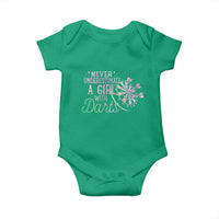 Never Underestimate A Girl With Dart Baby Onesie Sports Lover Gift - Wonder Print Shop