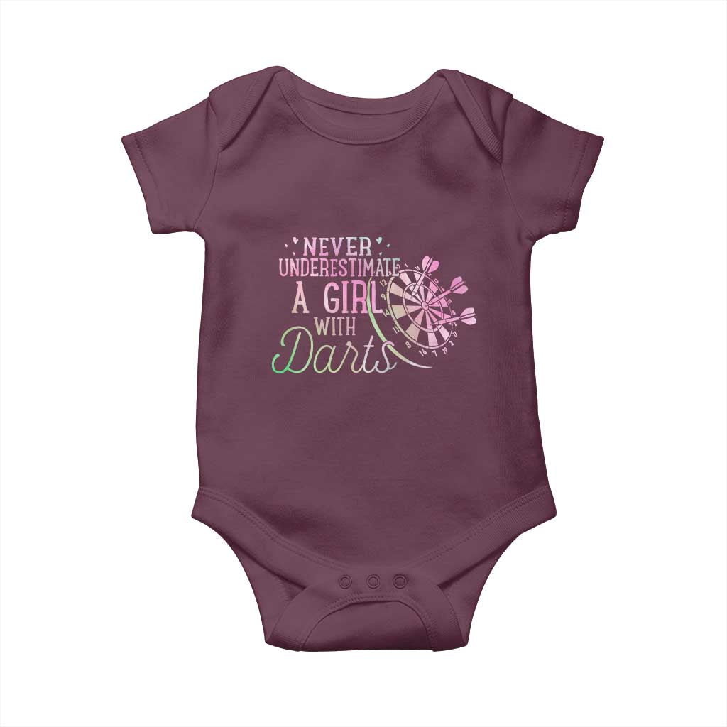 Never Underestimate A Girl With Dart Baby Onesie Sports Lover Gift - Wonder Print Shop