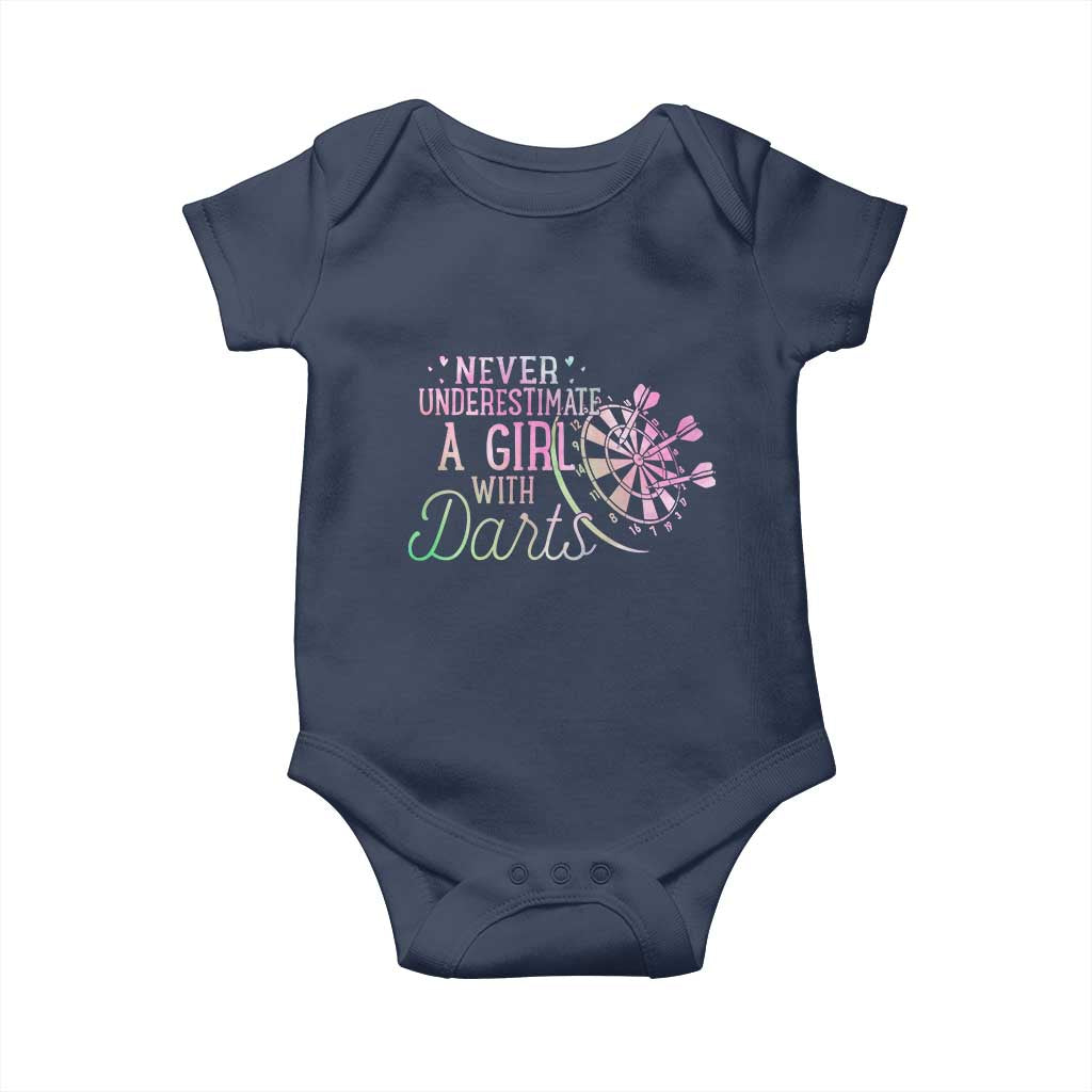 Never Underestimate A Girl With Dart Baby Onesie Sports Lover Gift - Wonder Print Shop