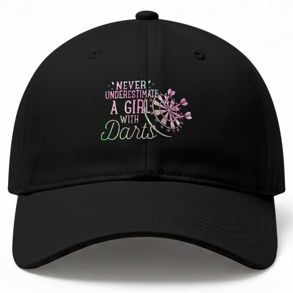 Never Underestimate A Girl With Dart Baseball Cap Sports Lover Gift