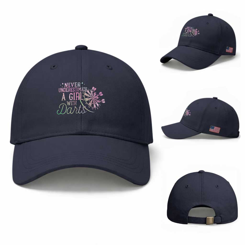 Never Underestimate A Girl With Dart Baseball Cap Sports Lover Gift