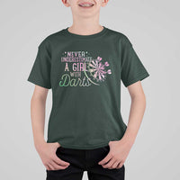 Never Underestimate A Girl With Dart T Shirt For Kid Sports Lover Gift - Wonder Print Shop