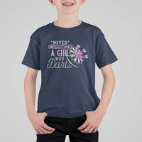 Never Underestimate A Girl With Dart T Shirt For Kid Sports Lover Gift - Wonder Print Shop