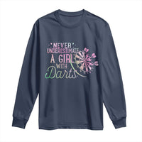 Never Underestimate A Girl With Dart Long Sleeve Shirt Sports Lover Gift - Wonder Print Shop