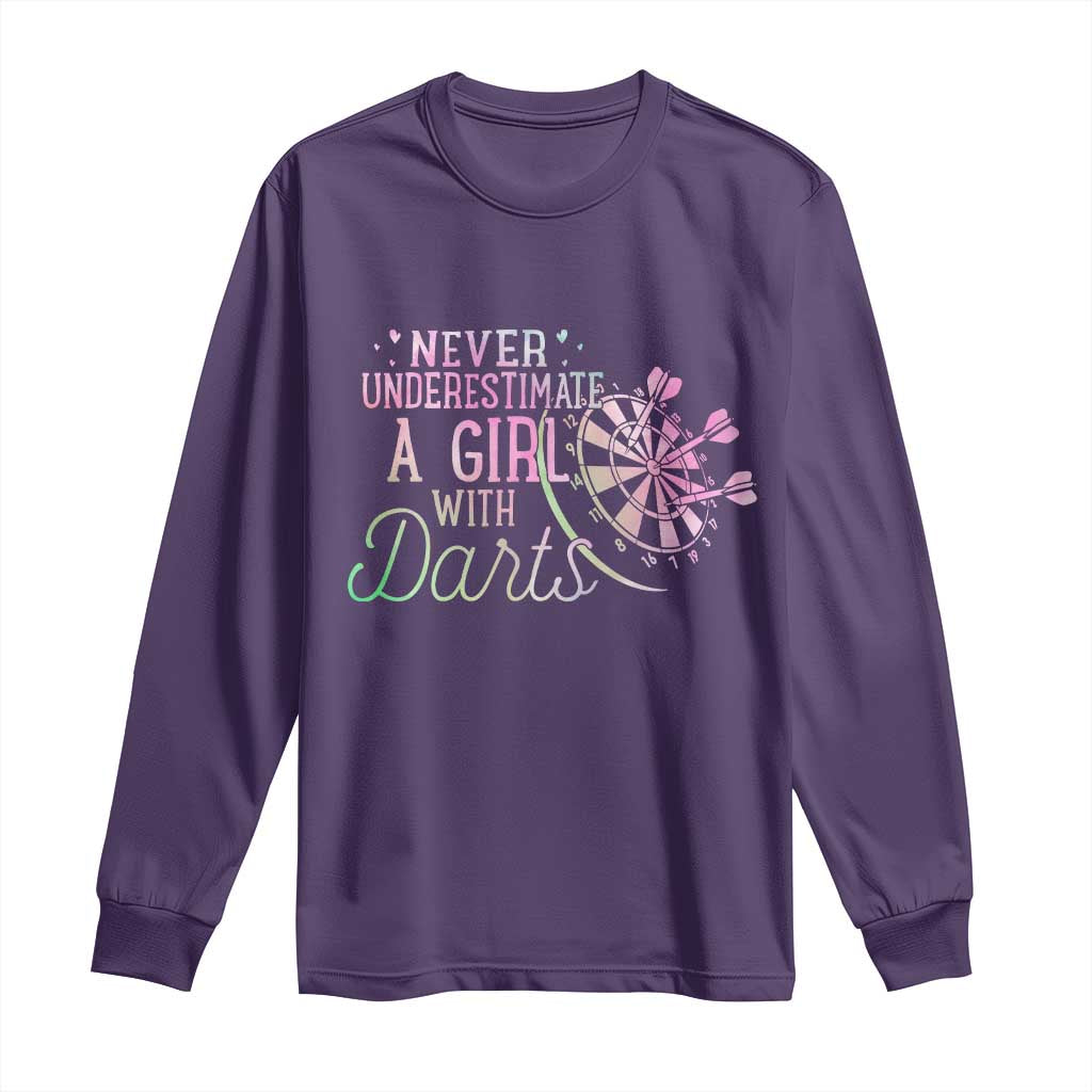Never Underestimate A Girl With Dart Long Sleeve Shirt Sports Lover Gift - Wonder Print Shop