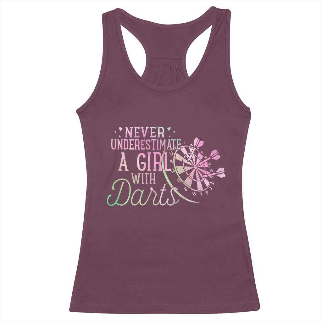Never Underestimate A Girl With Dart Racerback Tank Top Sports Lover Gift - Wonder Print Shop