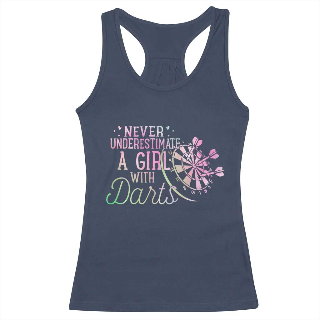 Never Underestimate A Girl With Dart Racerback Tank Top Sports Lover Gift - Wonder Print Shop