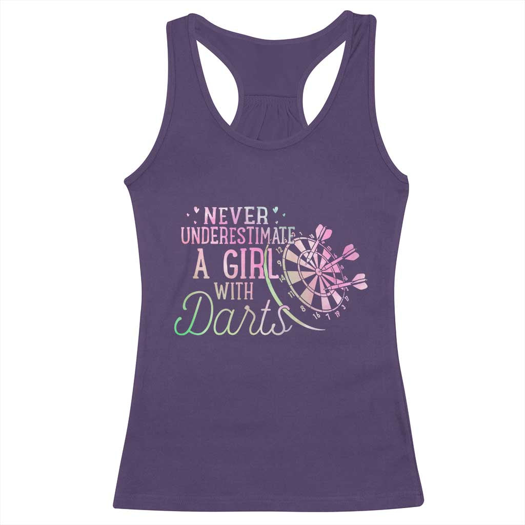 Never Underestimate A Girl With Dart Racerback Tank Top Sports Lover Gift - Wonder Print Shop