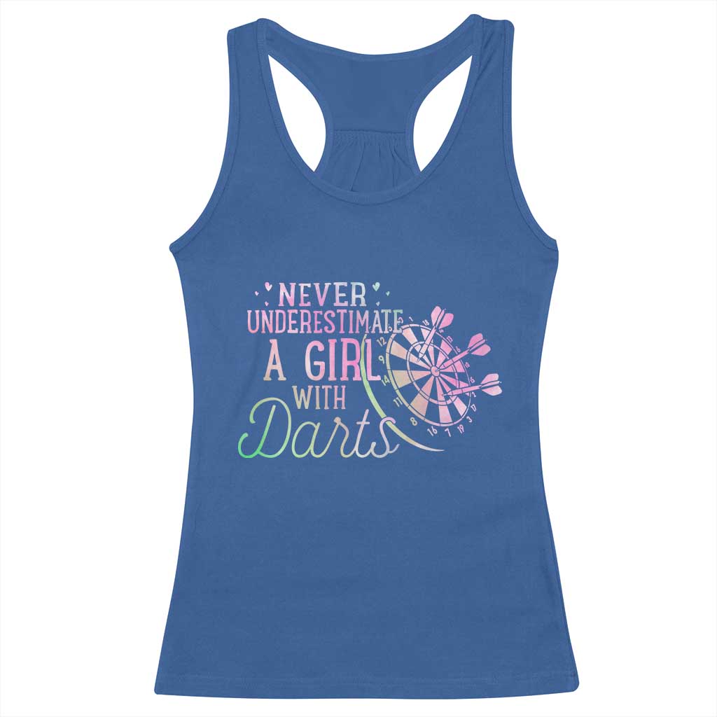 Never Underestimate A Girl With Dart Racerback Tank Top Sports Lover Gift - Wonder Print Shop