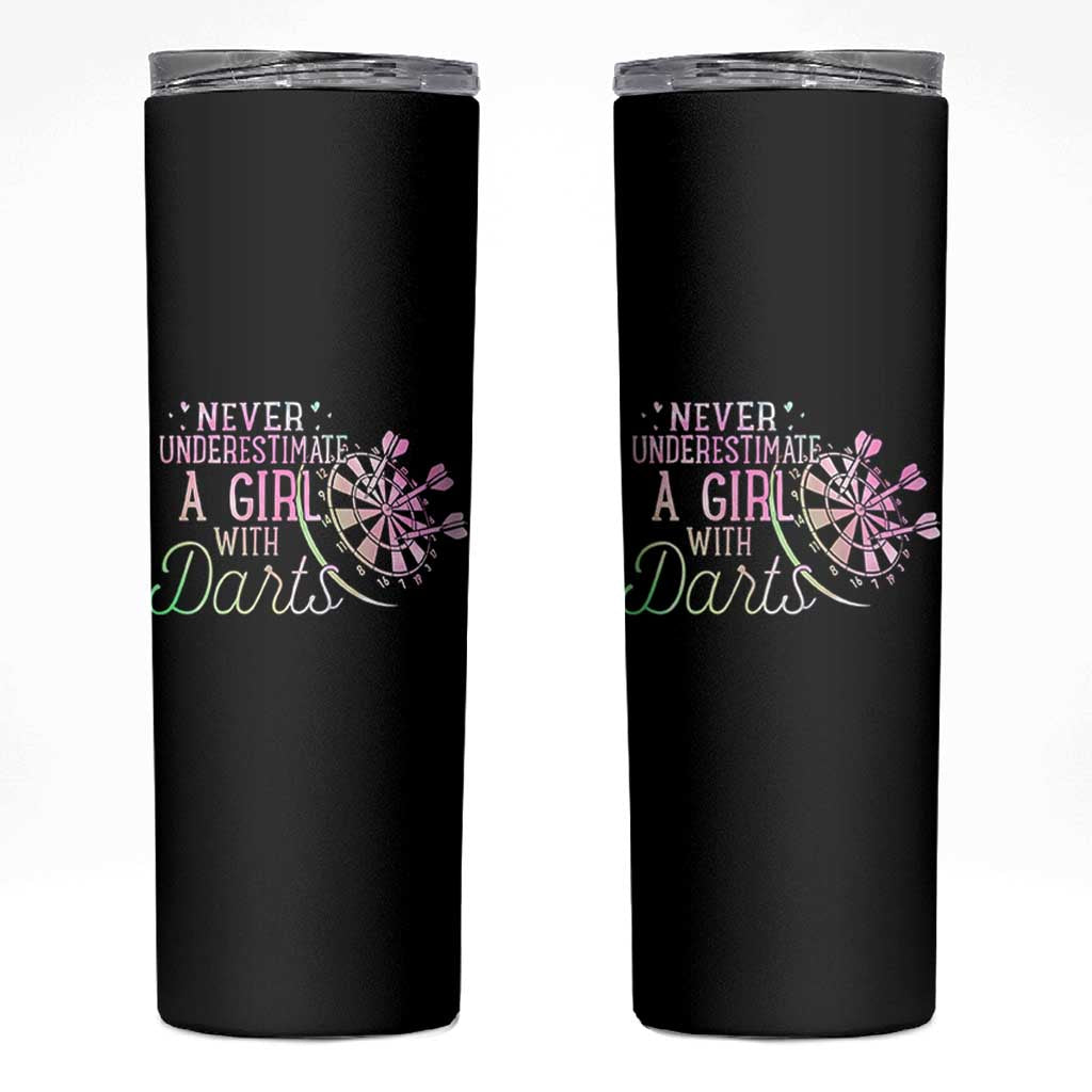 Never Underestimate A Girl With Dart Skinny Tumbler Sports Lover Gift - Wonder Print Shop