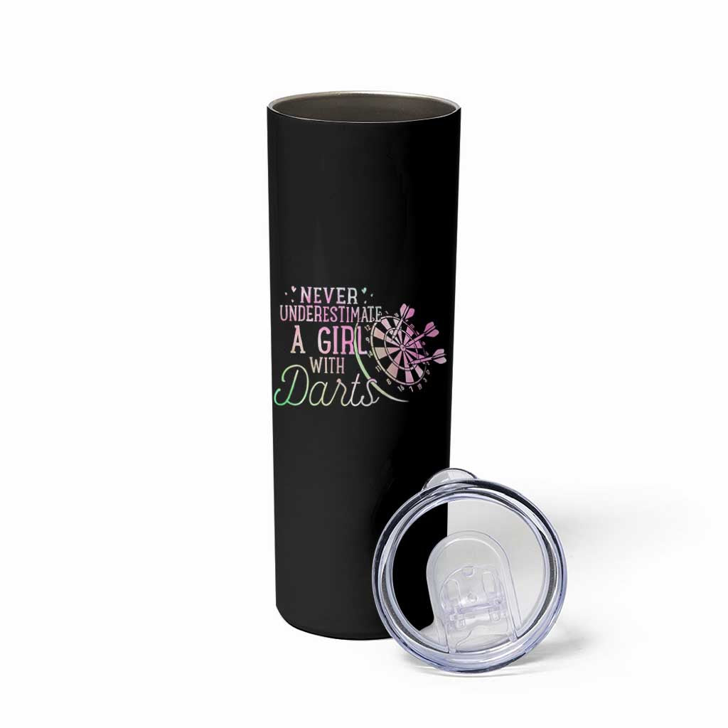 Never Underestimate A Girl With Dart Skinny Tumbler Sports Lover Gift - Wonder Print Shop