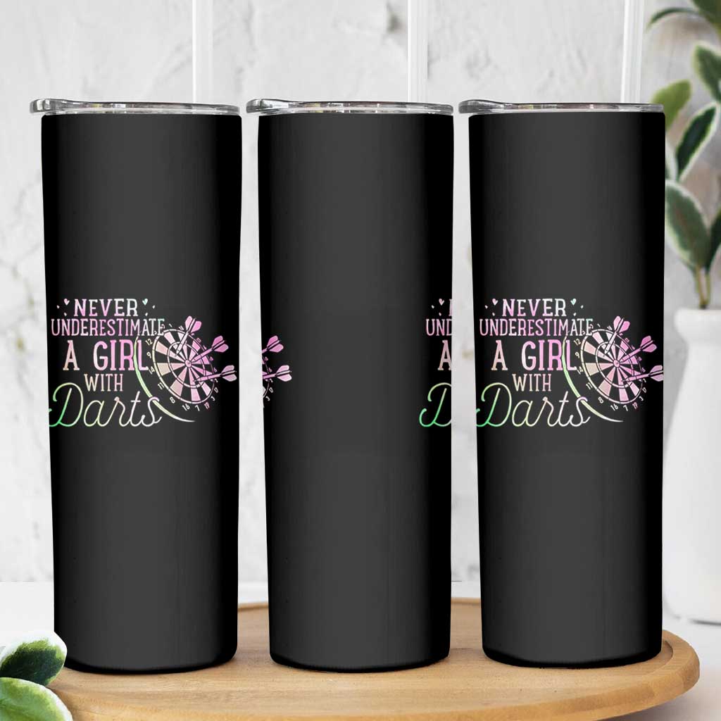 Never Underestimate A Girl With Dart Skinny Tumbler Sports Lover Gift - Wonder Print Shop